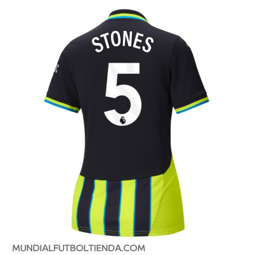 Camiseta Manchester City John Stones #5 Segunda Equipación Replica 2024-25 para mujer mangas cortas